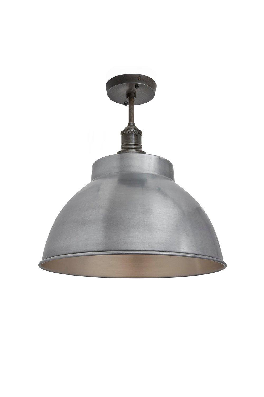 Brooklyn Dome Flush Mount, 13 Inch, Light Pewter, Pewter Holder
